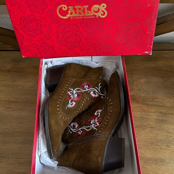 Carlos Santana Vivien Bourbon Brown Ankle Boots Booties - Picture 2 of 14